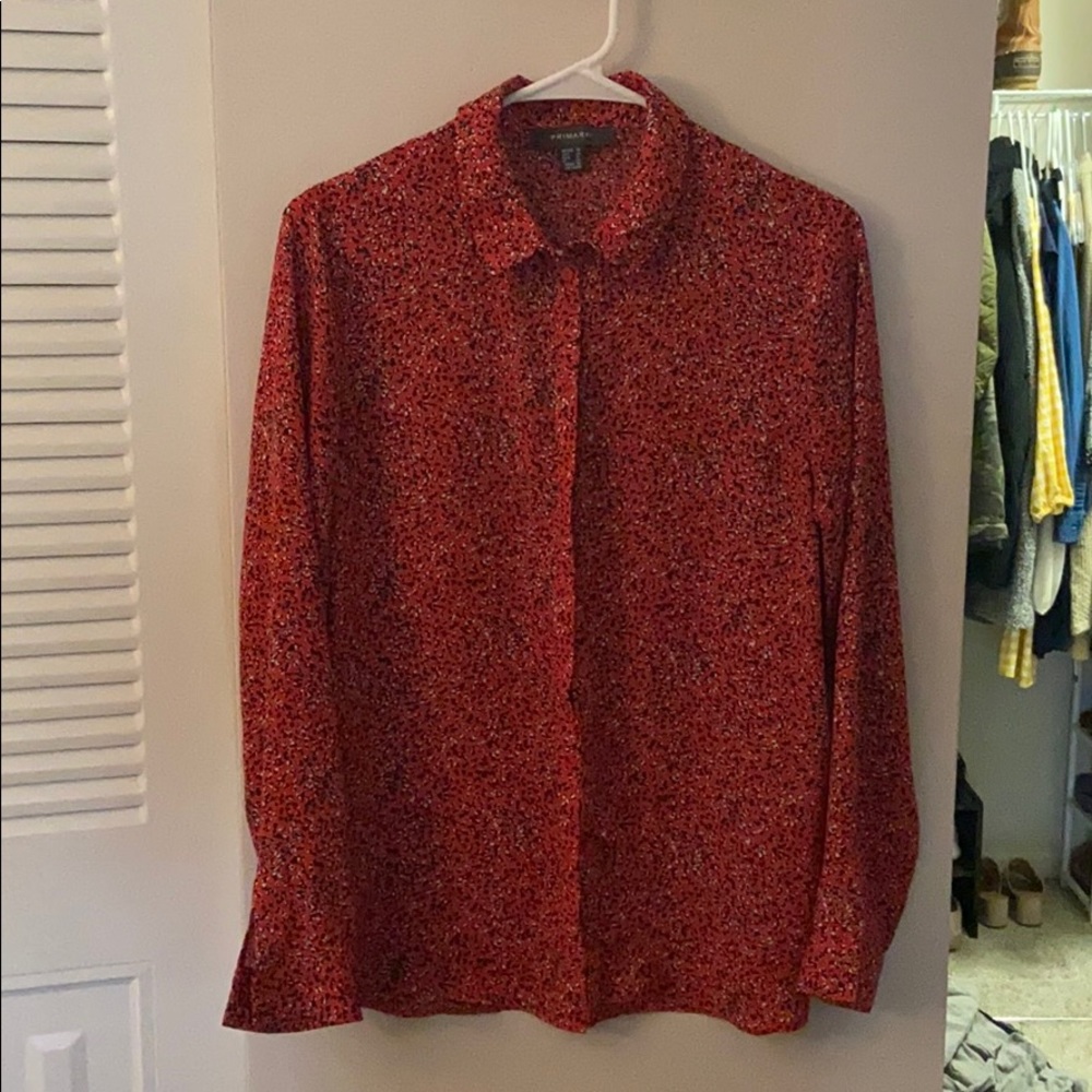Red printed blouse